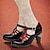 ieftine Tocuri de Damă-Pentru femei Tocuri Pantofi pumps Boho Pantofi lucrați manual Pantofi de epocă Petrecere În aer liber Zilnic Bloc Culoare Toc Înalt Vârf rotund Elegant Boemia Vacanță Piele Buclă Negru Albastru Mov