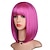 cheap Synthetic Trendy Wigs-Pink Bob Wig with Bangs for Women 12 Inch Short Straight Pink Wigs Synthetic Colored Wigs