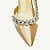 Χαμηλού Κόστους Παπούτσια Γάμου-Γυναικεία Τακούνια Γαμήλια παπούτσια Πάρτι Νυφικά Παπούτσια Κρυσταλλάκια Γατίσιο Τακούνι Μυτερή Μύτη Κομψό Σατέν Μοκασίνια Μαύρο Λευκό Σαμπανιζέ