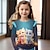 levne Topy-dívčí 3D tričko s volánkem pro kočky dlouhý rukáv 3D tisk jaro podzim aktivní móda roztomilý polyester děti 3-12 let posádka krk venkovní ležérní denní regular fit