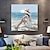 cheap People Paintings-Hand painted portrait of woman with hat at the beach original painting Sea Girl oil painting on canvas Wall Decor Stretched Frame Ready to Hang