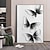 cheap Animal Paintings-Hand painted Black and White Butterfly Textured Painting Palette Knife Butterfly Artwork Modern Textured Animal Painting Living Room Wall Decor Home Decor Stretched Frame Ready to Hang