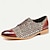 billige Oxfordsko til mænd-mænds kjole sko brun farverig firkantet mønster læder italiensk fuldnarvet okselæder skridsikker snørebånd