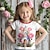 tanie Topy-Dla dziewczynek 3D Kwiaty T-shirt Koszule Różowy Krótki rękaw Druk 3D Lato Aktywny Moda Śłodkie Poliester Dzieci 3-12 lat Półgolf Na zewnątrz Codzienny Regularny