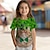 billige Toppe-St. Patrick Pige 3D Kat Firkløver T-shirt Skjorter Kortærmet 3D-udskrivning Sommer Aktiv Mode Sød Stil Polyester Børn 3-12 år Rund hals udendørs Afslappet Daglig Regulær