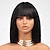 cheap Human Hair Capless Wigs-Short Bob Wigs For Black Women Natural Black Brazilian Straight Human hair Wigs With Bangs Full Machine Made  Fringe Wig