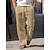 cheap Luxury Linen Pants-40% Linen Men&#039;s Linen Pants Trousers Summer Pants Drawstring Elastic Waist Side Button Plain Breathable Comfortable Office / Career Daily Vacation Classic Casual Black White