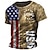 halpa Miesten 3D-T-paidat-Kuvitettu Amerikan lippu 1776 Muoti Suunnittelija Vapaa-aika Miesten 3D-tulostus Lyhythihainen paita T-paita Tee T-paita Päivittäin Pyhäpäivä Loma T-paita Musta Khaki Tumman sininen Lyhythihainen