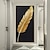 billige Abstrakte malerier-abstrakt guld folie fjer lærred håndmalet oliemaleri moderne boligindretning nordisk stue soveværelse dekoration billeder vægindretning ingen ramme