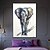cheap Animal Paintings-Handmade Hand Painted Oil Painting Wall Modern Abstract Animal Painting Animal Canvas Painting Elephant Wall Art Elephant Artwork  FOREGOER Rolled Canvas No Frame Unstretched
