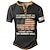 tanie męska koszulka typu henley-Graficzny Amerykańska flaga USA Moda Retro / vintage Styl uliczny Męskie Druk 3D Podkoszulek Koszula Henley Sporty na świeżym powietrzu Święto Wyjściowe Podkoszulek Czarny Zieleń wojskowa