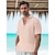 cheap Luxury Linen Shirts-45% Linen Men&#039;s Linen Shirt Popover Shirt Summer Shirt Beach Shirt White Pink Beige Short Sleeve Plain Lapel Summer Outdoor Daily Clothing Apparel