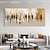 cheap People Paintings-Hand painted Abstract Modern People Landscape Oil Painting on Canvas Large Wall Art painting Walking in the Street Painting Minimalist artwork for Living Room Art Home Decor