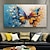 baratos Pinturas de Animais-pintado à mão borboleta voadora colorida decoração de casa pintura artesanal animal borboleta pintura colorida decoração de parede arte abstrata arte impressionista sem moldura