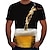 preiswerte T-Shirts für Herren mit 3D-Druck-Herren Unisex T Shirt Tee Graphic Blase Bier Rundhalsausschnitt A B C D Gelb 3D-Druck Täglich Wochenende Kurzarm Bedruckt Bekleidung Strassenmode Basic