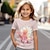 levne Topy-dívčí 3d trička s dinosaury růžová krátký rukáv 3D tisk léto aktivní móda roztomilý polyester děti 3-12 let posádka výstřih venkovní ležérní denní regular fit