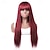 abordables Perruques sans bonnet-99j perruque burg rouge os droite perruque de cheveux humains avec frange pour les femmes brésilien remy cheveux colorés halloween cosplay perruques