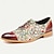 billige Oxfordsko til mænd-mænds kjole sko rødbrun kunstnerisk blomsterprint læder italiensk fuldnarvet okseskind skridsikker snørebånd