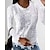 abordables Blusas y camisas de mujer-Mujer Camisa Blusa Topas de ojales blancos Negro Blanco Rosa Plano Encaje Manga Larga Trabajo Ropa de calle Casual Escote Redondo Regular Flor S