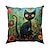 cheap Animal Style-Cat Art Pattern 1PC Throw Pillow Covers Multiple Size Coastal Outdoor Decorative Pillows Soft Velvet Cushion Cases for Couch Sofa Bed Home Decor