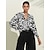 Недорогие рубашки, топы и блузки-атласная блузка в стиле граффити с геометрическим узором