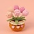 economico Fiore finti-Bouquet di piante in vaso di mughetto fatto a mano all&#039;uncinetto, fiori artificiali per sempre lavorati a maglia con vaso squisito, regalo per amici donne bambini, perfetto per decorazioni domestiche,