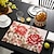 cheap Placemats &amp; Coasters &amp; Trivets-1PC Floral Placemat Table Mat 12x18 Inch Table Mats for Party Kitchen Dining Decoration