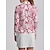 お買い得  デザイナーコレクション-女性用 ポロシャツ ピンク 長袖 トップス フラワー レディース ゴルフウェア ウェア アウトフィット ウェア アパレル