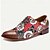 abordables Zapatos Oxford de hombre-zapatos de vestir para hombre marrón rojo estampado floral cuero brogue italiano piel de vaca de plena flor antideslizante con cordones