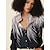 billige Bluser og trøjer til kvinder-Dame Skjorte Bluse Grafisk Knap Trykt mønster Afslappet Daglig Basale Langærmet Krave Sort Forår Efterår