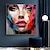 cheap People Paintings-Hand painted Colorful Beautiful Girl Woman Face Abstract Oil Painting Home Room Decorative Painting Canvas Wall Art Living Room Bedroom Painting No Frame