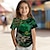 billige Toppe-St. Patrick Pige 3D Kat Firkløver T-shirt Skjorter Kortærmet 3D-udskrivning Sommer Aktiv Mode Sød Stil Polyester Børn 3-12 år Rund hals udendørs Afslappet Daglig Regulær