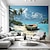 cheap Nature&amp;Landscape Wallpaper-Cool Wallpapers Beach Boat Landscape Wallpaper Wall Mural Roll Sticker Peel Stick Removable PVC/Vinyl Material Self Adhesive/Adhesive Required Wall Decor for Living Room Kitchen Bathroom