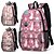 tanie Graficzne torby drukowane-Damskie plecak Tornister 3D plecak Szkoła Na zewnątrz Wielkanoc Anime Kreskówki Poliester Duża pojemność Lekki Trwały Zamek Nadruk Rumiany róż Czerwony Fuksja