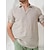levne luxusní lněné košile-45% len Pánské plátěná košile Popover košile Letní košile Plážová košile Bílá Světlá růžová Béžová Krátký rukáv Bez vzoru Klopa Léto Venkovní Denní Oblečení