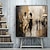 cheap People Paintings-Street pedestrian Couple Hand Painted Wall Decor Living Room Abstract Oil Painting Figure Oil Painting Office Wall Art Textured Painting No Frame