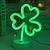 abordables Luces decorativas-1 lámpara de neón con luz de trébol, forma de trébol LED con base USB, decoración verde LED alimentada por batería, para habitación, oficina, st. decoración de la fiesta del día de patricio (verde)