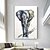 cheap Animal Paintings-Handmade Hand Painted Oil Painting Wall Modern Abstract Animal Painting Animal Canvas Painting Elephant Wall Art Elephant Artwork  FOREGOER Rolled Canvas No Frame Unstretched