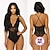 cheap Sexy Lingerie-Ladies Sexy Black Lace-Up One-Piece Lingerie