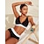 preiswerte Designer-Bademode-Longline-Triangel-Bikini-Set mit Blütenblattrand in Schwarz und Weiß