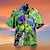 billiga lägerskjortor för män-Herr Skjorta Lägerskjorta Grafisk skjorta Aloha skjorta Bokstav Svamp Nedvikt Ljusgrön Blå Purpur Orange Grön 3D-tryck Helgdag Kortärmad 3D Mönster Kläder 4st Designer Strandstil