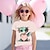 Недорогие Топы-Девочки 3D Мультипликация Динозавр Футболка Рубашки Розовый С короткими рукавами 3D печать Лето Активный Мода Симпатичные Стиль Полиэстер Дети 3-12 лет Вырез под горло на открытом воздухе Повседневные