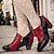 voordelige Dameshakken-Dames Hoge hakken Pompen Oxfords Bullock Shoes Handgemaakte schoenen Vintage schoenen Feest Valentijnsdag Dagelijks Gesp Kegelhak Fantasie hiel Ronde Teen Elegant Vintage Leer Rits Zwart Rood Blauw