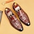 abordables Zapatillas sin cordones y mocasines de hombre-mocasines de hombre de piel con estampado de cocodrilo marrón vintage