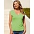 baratos Tops básicos de mulher-blusa feminina camiseta camiseta básica simples diária decote em v sem mangas regular verão verde branco preto azul rosa