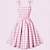 billige Historiske og vintagekostumer-Retro / vintage 1950&#039;erne Hot Pink Swing kjole Flare kjole Dame Ternet Gingham stof Maskerade Dagligdagstøj Stævnemøde Kjole