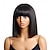 cheap Human Hair Capless Wigs-Short Bob Wigs For Black Women Natural Black Brazilian Straight Human hair Wigs With Bangs Full Machine Made  Fringe Wig