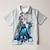 お買い得  トップス-女の子 3D プリンセス シャツ 半袖 3Dプリント 夏 活発的 ファッション かわいいスタイル ポリエステル 子供 3〜12年 ラペル アウトドア カジュアル 日常 レギュラー