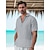 preiswerte Luxus-Leinenhemden-45 % Leinen Herren leinenhemd Popover-Shirt Sommerhemd Strandhemd Weiß Rosa Beige Kurzarm Glatt Kargen Sommer Outdoor Täglich Bekleidung