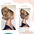 Χαμηλού Κόστους Σινιόν-ατημέλητος κότσος για τα μαλλιά γυναικεία updo αλογοουρά σινιόν συνθετικά σγουρά ανάγλυφα κομμωτήρια με κυματιστούς έλικες ελαστικό scrunchies extensions σκούρο καφέ